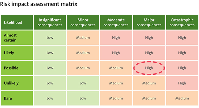 Risk impact assessment matrix